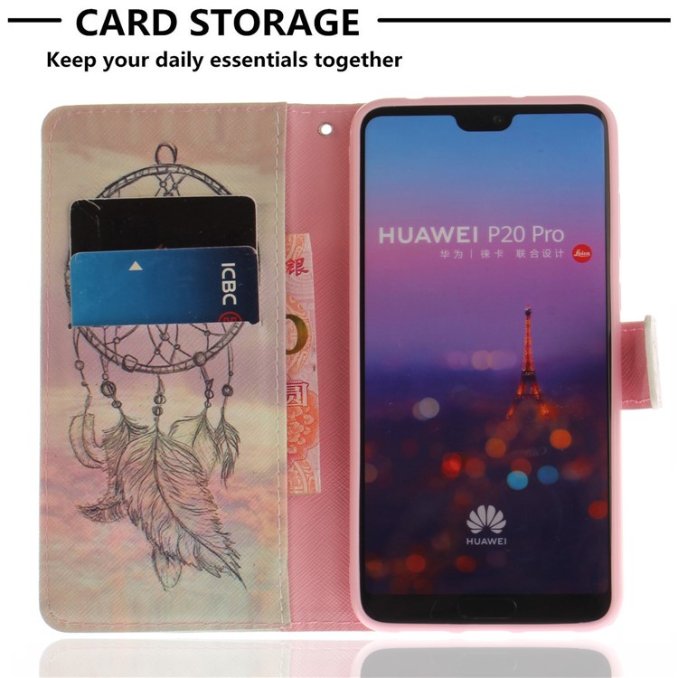 Padrão De Impressão Magnética Carteira De Couro Para Huawei P20 Pro - Apanhador De Sonhos-7