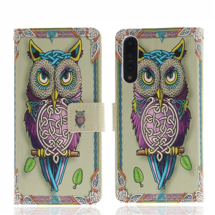 Pattern Printing Magnetic Leather Stand Case for Huawei P20 Pro - Owl Pattern-3