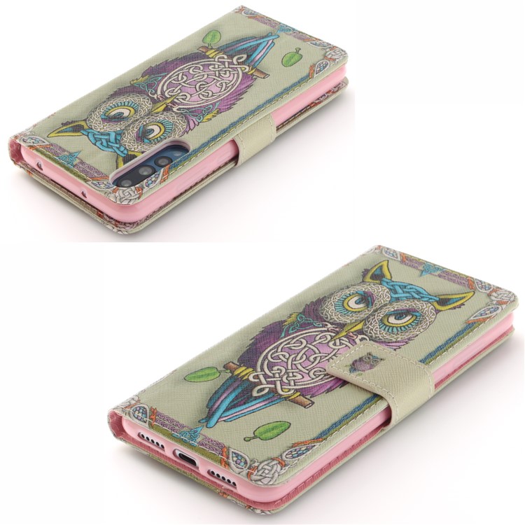 Pattern Printing Magnetic Leather Stand Case for Huawei P20 Pro - Owl Pattern-4