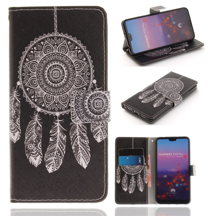 Musterdruck Magnetische Leder Standabdeckung Für Huawei P20 Pro - Feder Traumfänger-1