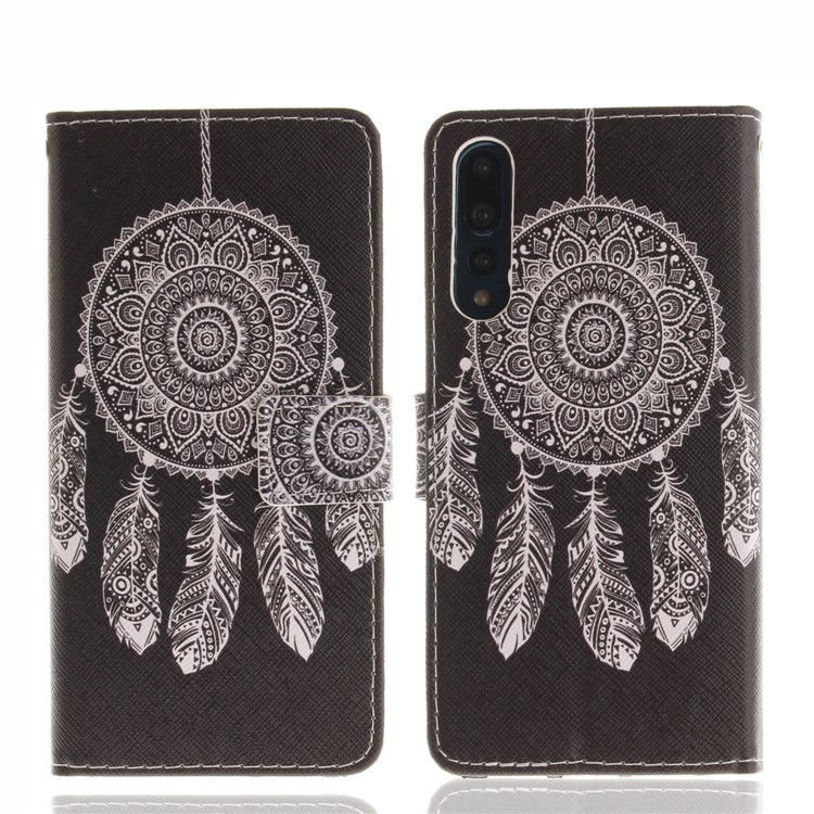 Musterdruck Magnetische Leder Standabdeckung Für Huawei P20 Pro - Feder Traumfänger-3