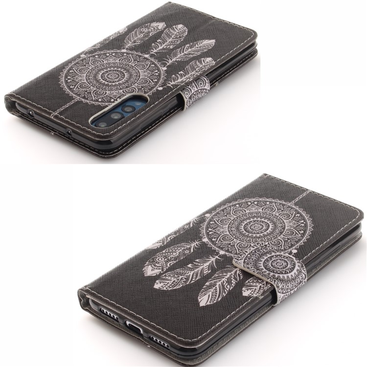 Musterdruck Magnetische Leder Standabdeckung Für Huawei P20 Pro - Feder Traumfänger-4