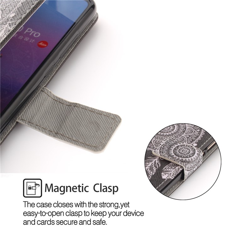 Musterdruck Magnetische Leder Standabdeckung Für Huawei P20 Pro - Feder Traumfänger-6