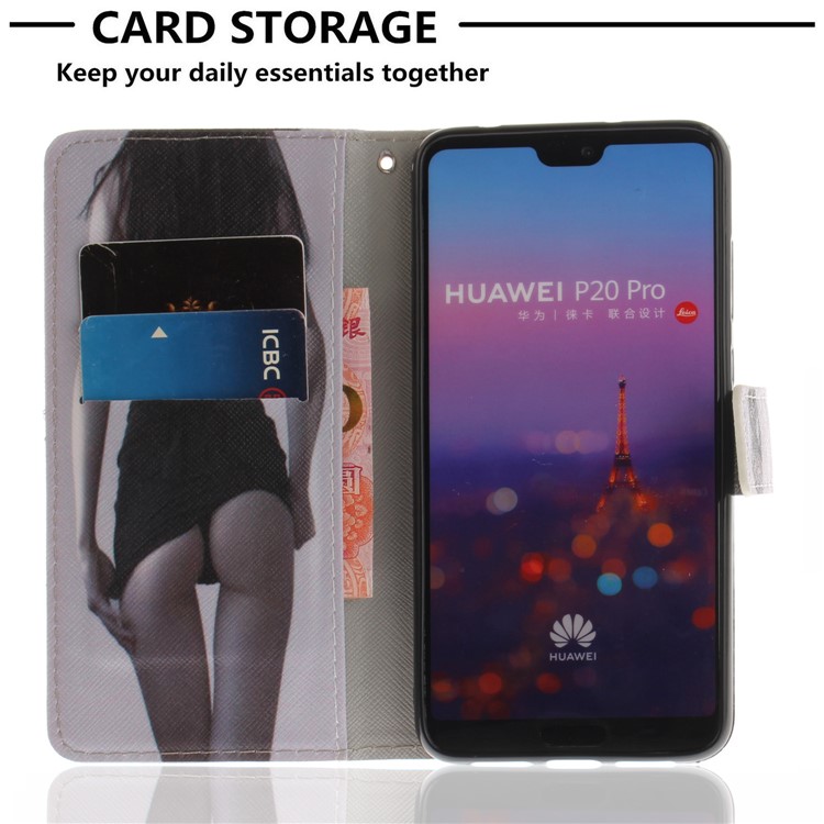 Pattern Printing Phone Leather Wallet Case for Huawei P20 Pro - Beauty Pattern-7