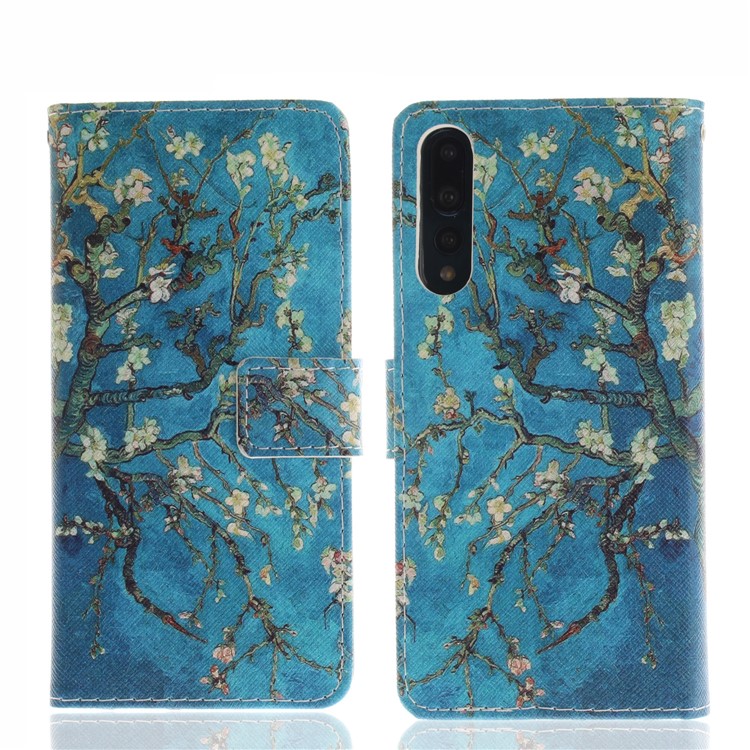 Muster Druck Brieftasche Leder Stand Case Für Huawei P20 Pro - Baum Mit Blumen-3
