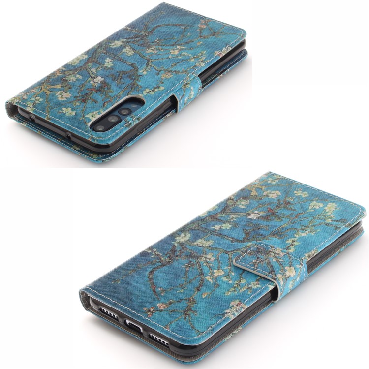 Muster Druck Brieftasche Leder Stand Case Für Huawei P20 Pro - Baum Mit Blumen-4