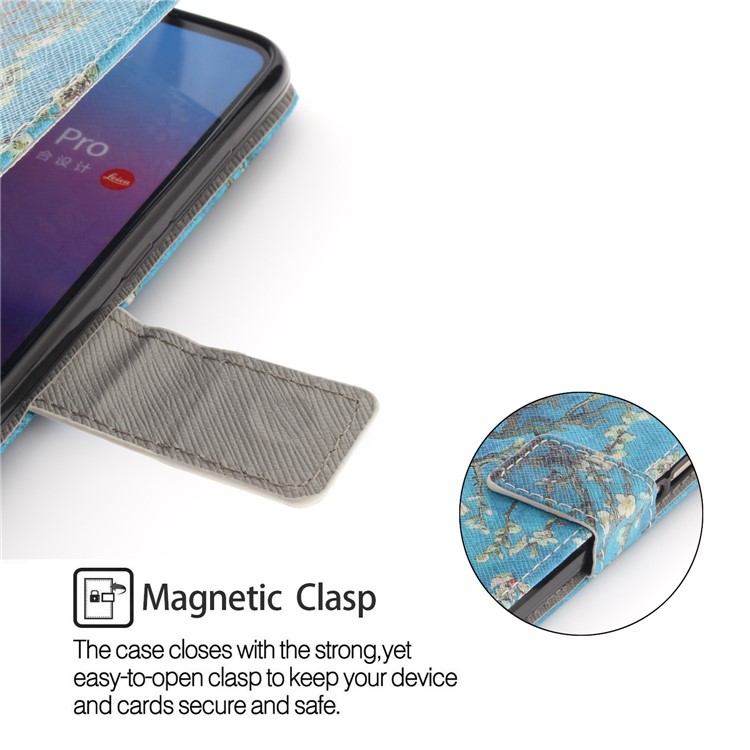 Muster Druck Brieftasche Leder Stand Case Für Huawei P20 Pro - Baum Mit Blumen-6
