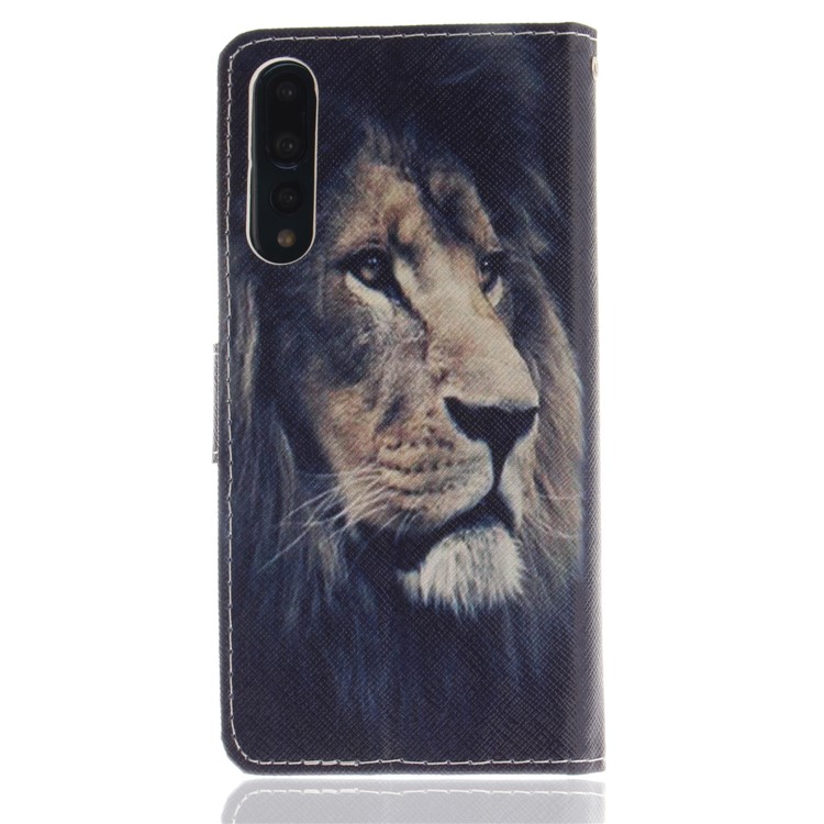 Pattern Printing Wallet Leather Stand Cover for Huawei P20 Pro - Lion Pattern-2