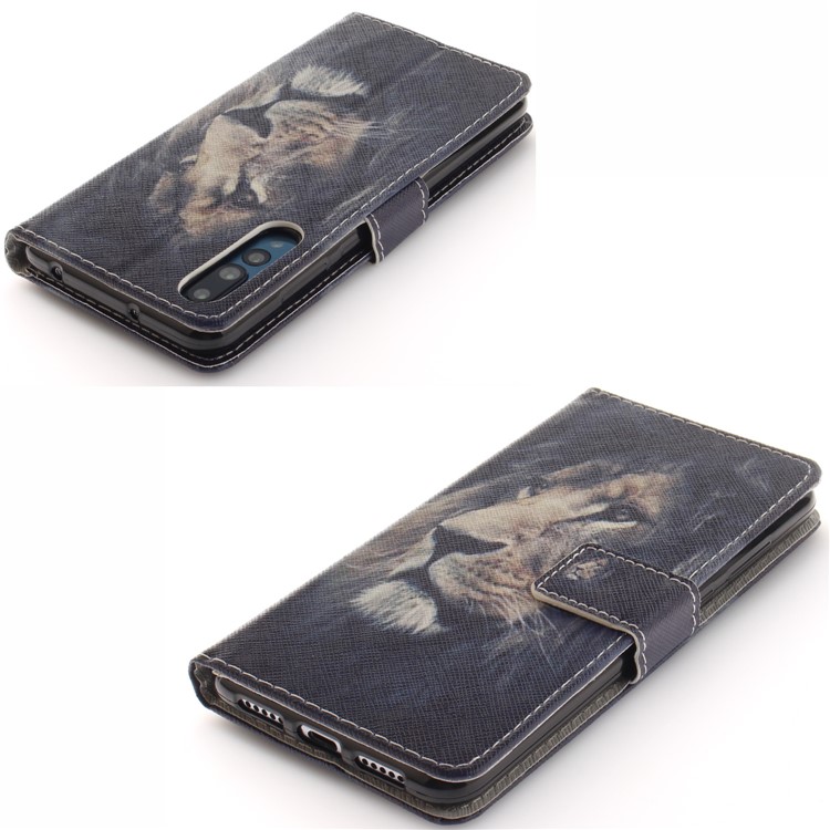 Pattern Printing Wallet Leather Stand Cover for Huawei P20 Pro - Lion Pattern-4