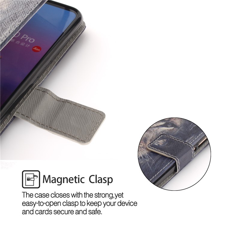 Pattern Printing Wallet Leather Stand Cover for Huawei P20 Pro - Lion Pattern-6
