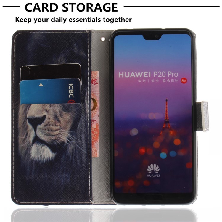 Pattern Printing Wallet Leather Stand Cover for Huawei P20 Pro - Lion Pattern-7