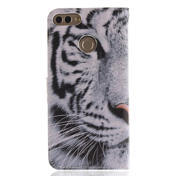 Pattern Printing Wallet Stand Leather Case for Huawei Y9 (2018)/Enjoy 8 Plus - Tiger with Green Eye-2