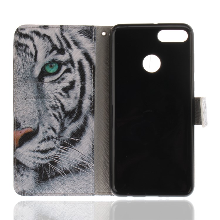 Pattern Printing Wallet Stand Leather Case for Huawei Y9 (2018)/Enjoy 8 Plus - Tiger with Green Eye-8