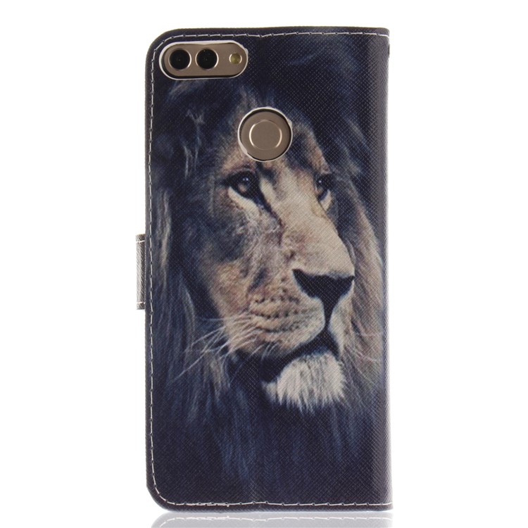 Pattern Printing Wallet Stand Leather Cover for Huawei Y9 (2018)/Enjoy 8 Plus - Lion-2