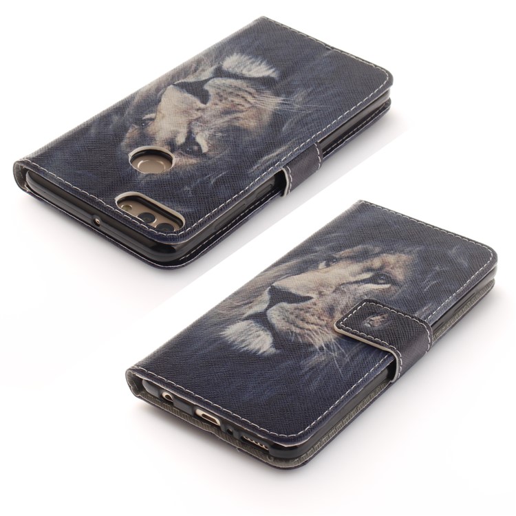 Pattern Printing Wallet Stand Leather Cover for Huawei Y9 (2018)/Enjoy 8 Plus - Lion-4