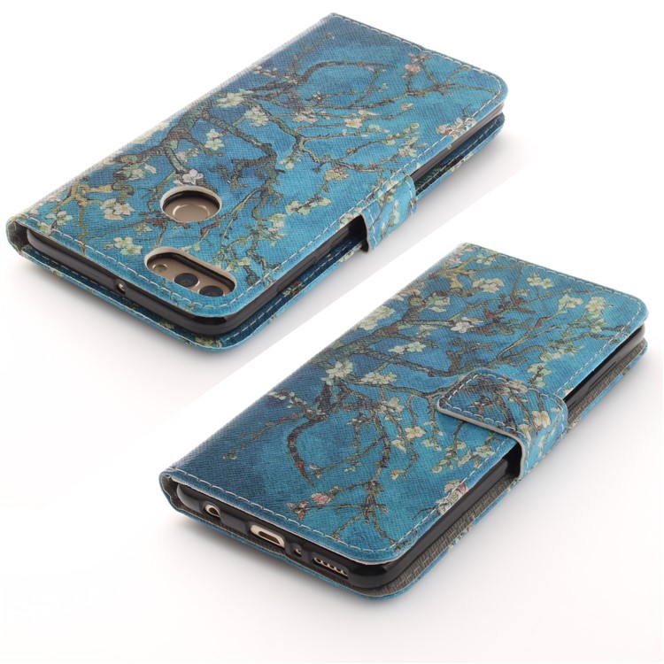 Pattern Printing Wallet Stand Leather Shell for Huawei Y9 (2018)/Enjoy 8 Plus - Almond Tree in Blossom-4