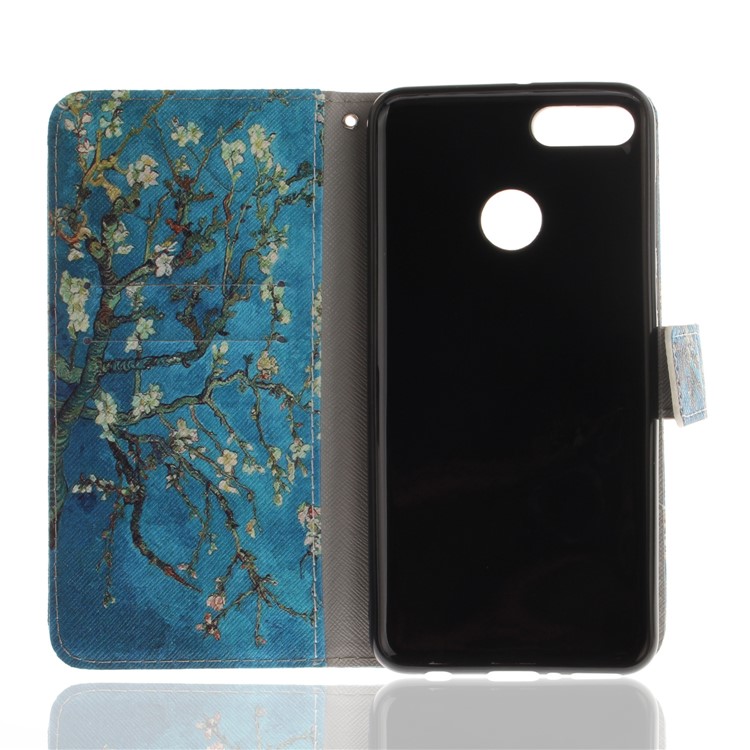 Pattern Printing Wallet Stand Leather Shell for Huawei Y9 (2018)/Enjoy 8 Plus - Almond Tree in Blossom-8
