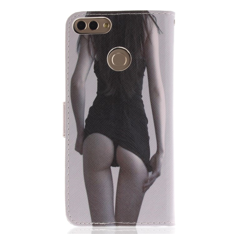 Pattern Printing Wallet Stand Leather Phone Case for Huawei Y9 (2018)/Enjoy 8 Plus - Hot Girl-2