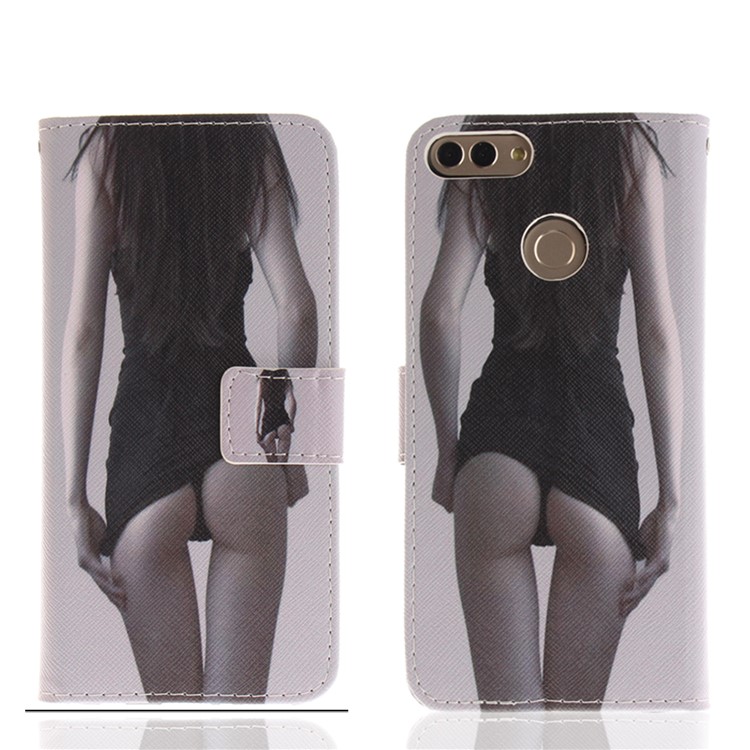 Pattern Printing Wallet Stand Leather Phone Case for Huawei Y9 (2018)/Enjoy 8 Plus - Hot Girl-3
