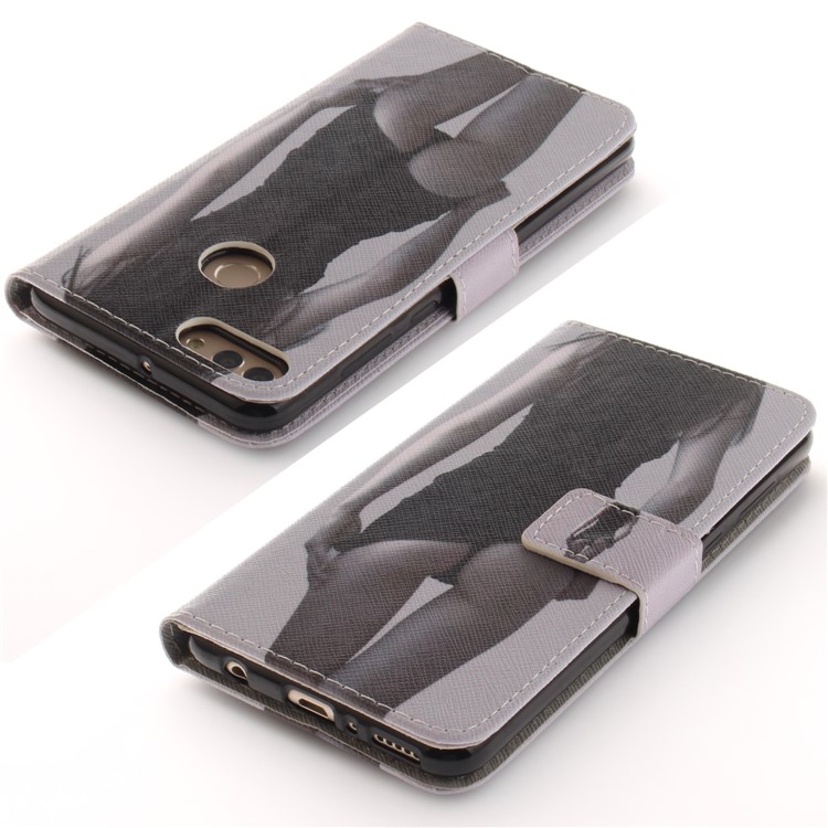 Pattern Printing Wallet Stand Leather Phone Case for Huawei Y9 (2018)/Enjoy 8 Plus - Hot Girl-4