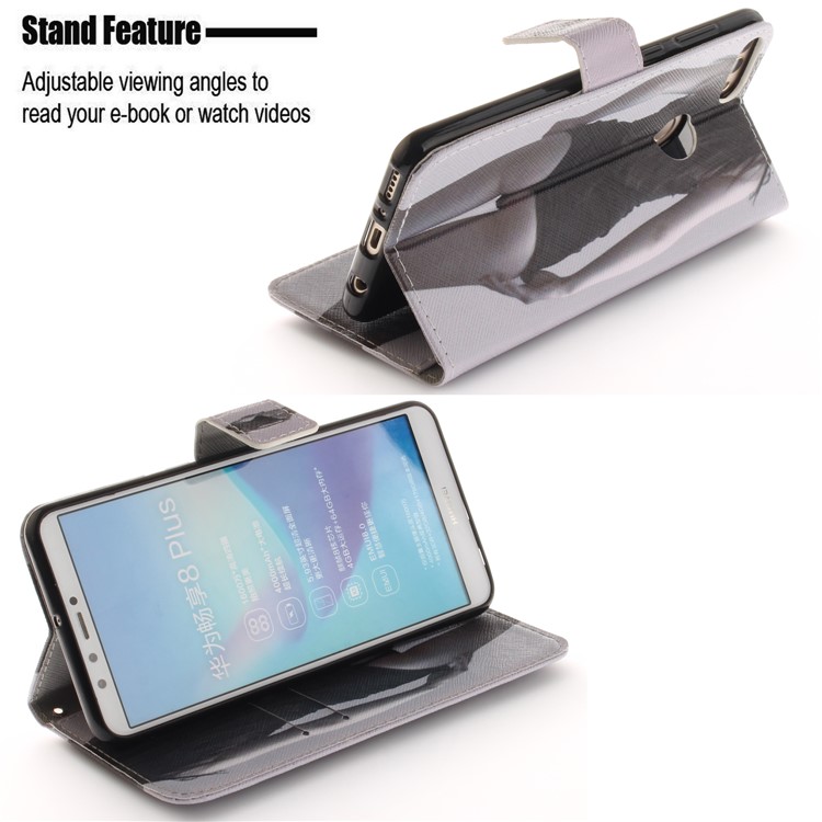 Pattern Printing Wallet Stand Leather Phone Case for Huawei Y9 (2018)/Enjoy 8 Plus - Hot Girl-5
