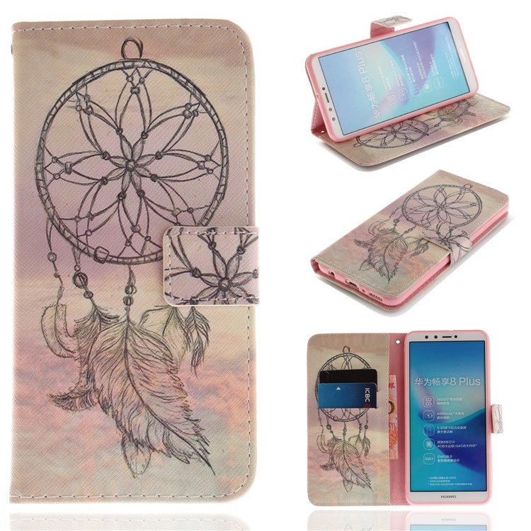 Pattern Printing Wallet Stand Leather Mobile Cover for Huawei Y9 (2018)/Enjoy 8 Plus - Dream Catcher-1