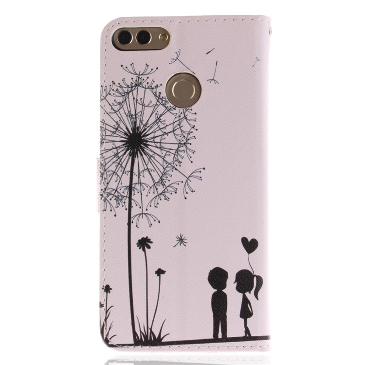 Patterned Wallet Stand PU Leather Cover Case for Huawei Y9 (2018)/Enjoy 8 Plus - Dandelion and Lovers-2