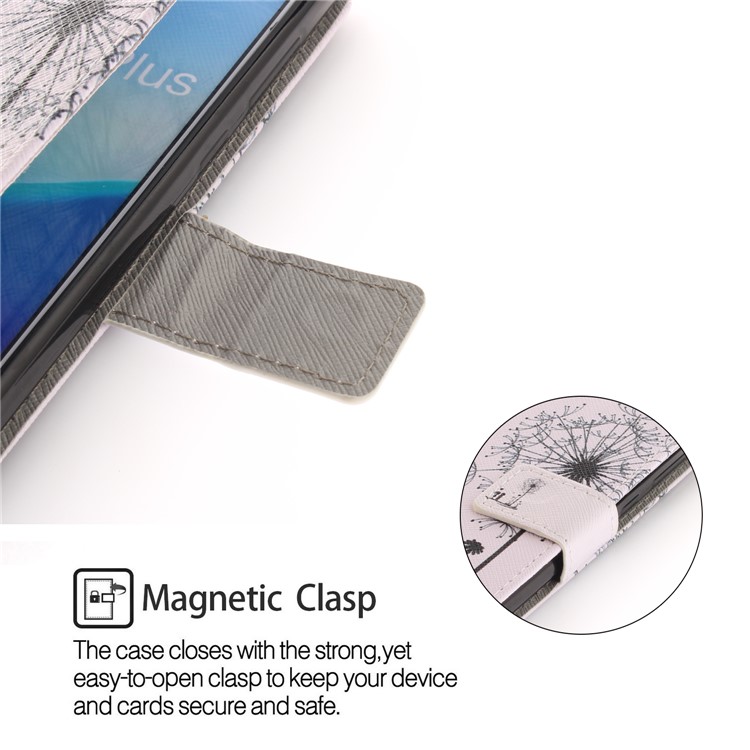 Patterned Wallet Stand PU Leather Cover Case for Huawei Y9 (2018)/Enjoy 8 Plus - Dandelion and Lovers-6