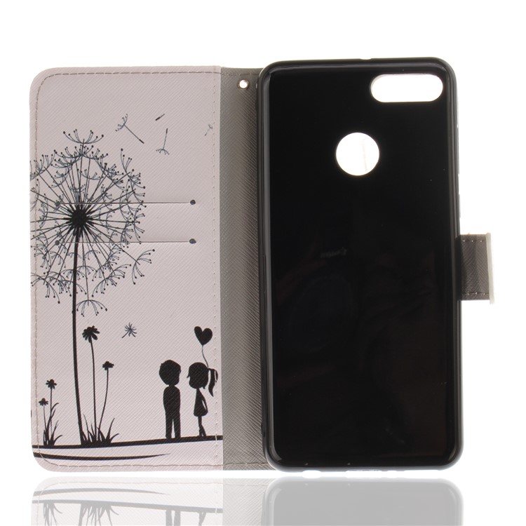 Patterned Wallet Stand PU Leather Cover Case for Huawei Y9 (2018)/Enjoy 8 Plus - Dandelion and Lovers-8