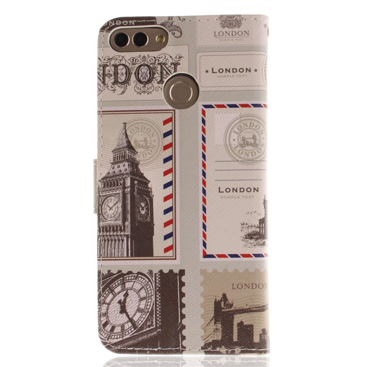 Patterned Wallet Stand Leather Cellphone Cover Case for Huawei Y9 (2018)/Enjoy 8 Plus - London Elements-2