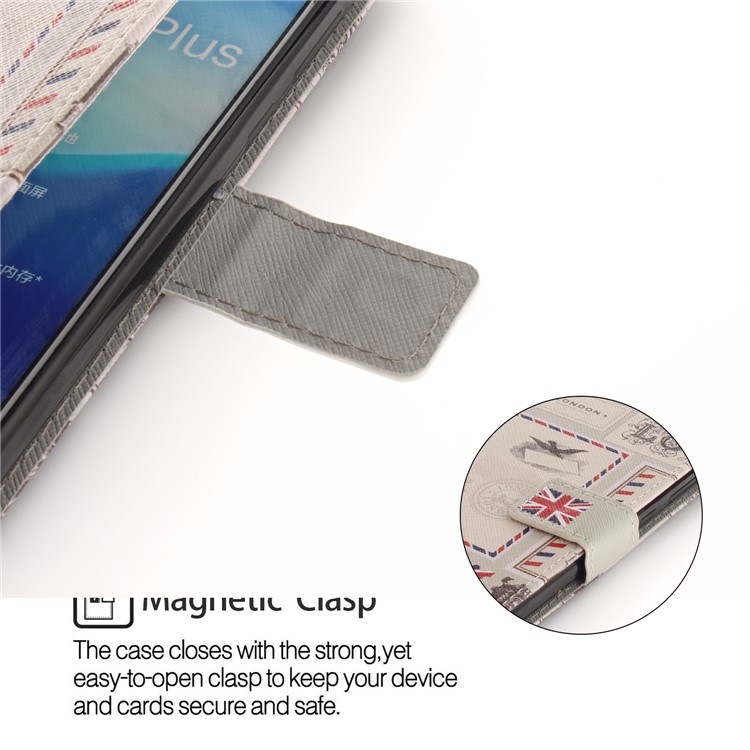 Patterned Wallet Stand Leather Cellphone Cover Case for Huawei Y9 (2018)/Enjoy 8 Plus - London Elements-6