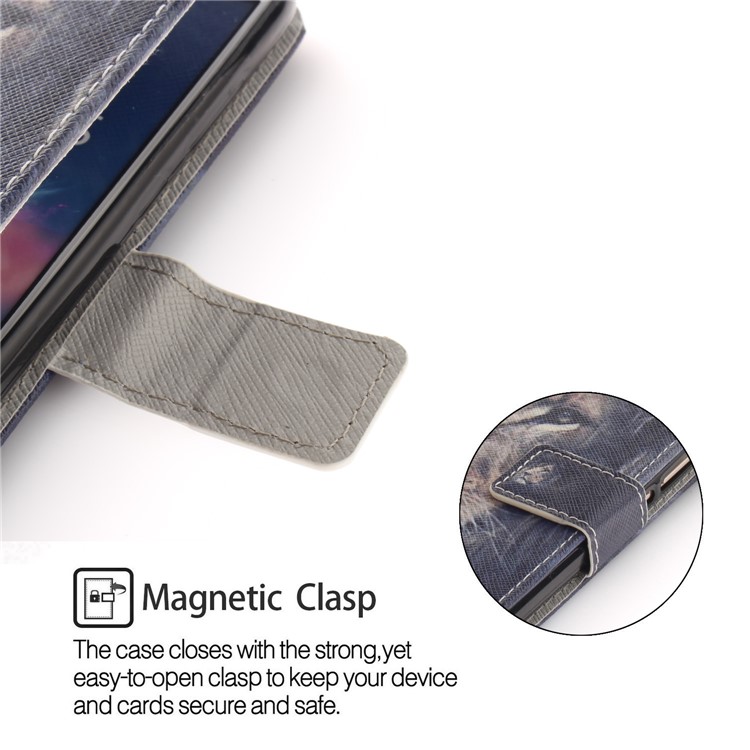 Patterned Wallet Stand PU Leather Cover for Huawei P Smart / Enjoy 7S - Lion-6