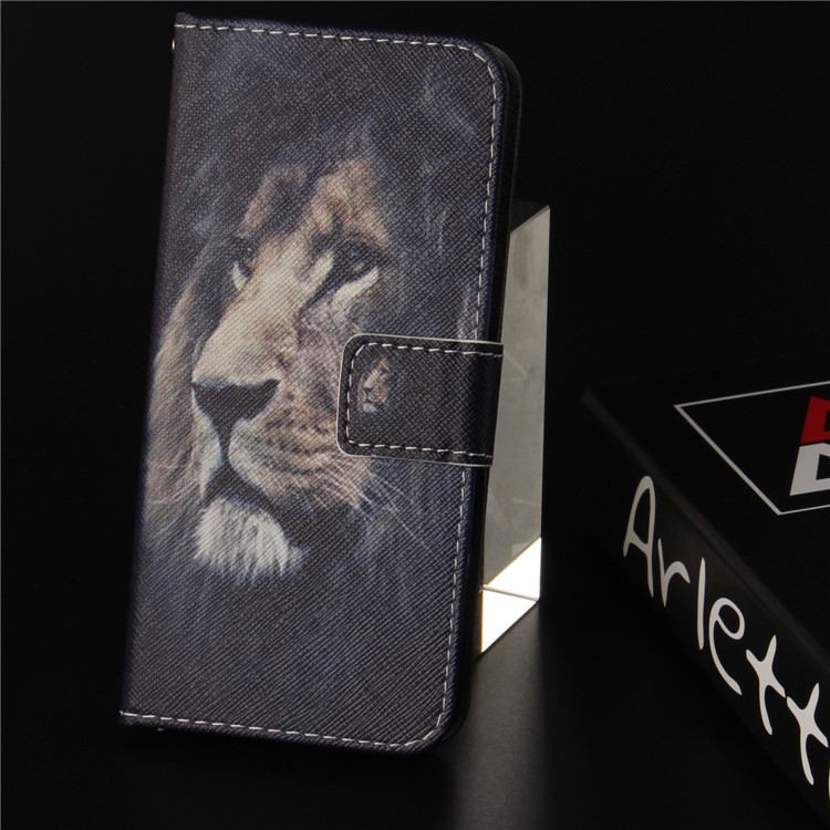 Portefeuille à Motifs Support de Couverture en Cuir PU Pour Huawei P Intelligent / Profitez de 7s - Lion