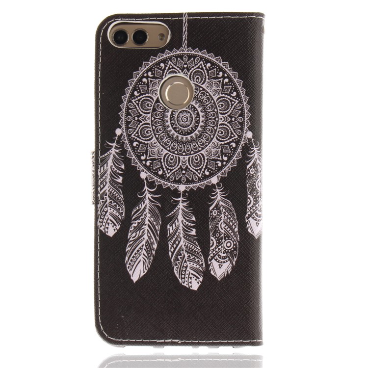 Patterned Wallet Stand PU Leather Flip Cover for Huawei P Smart / Enjoy 7S - Tribal Dream Catcher-2