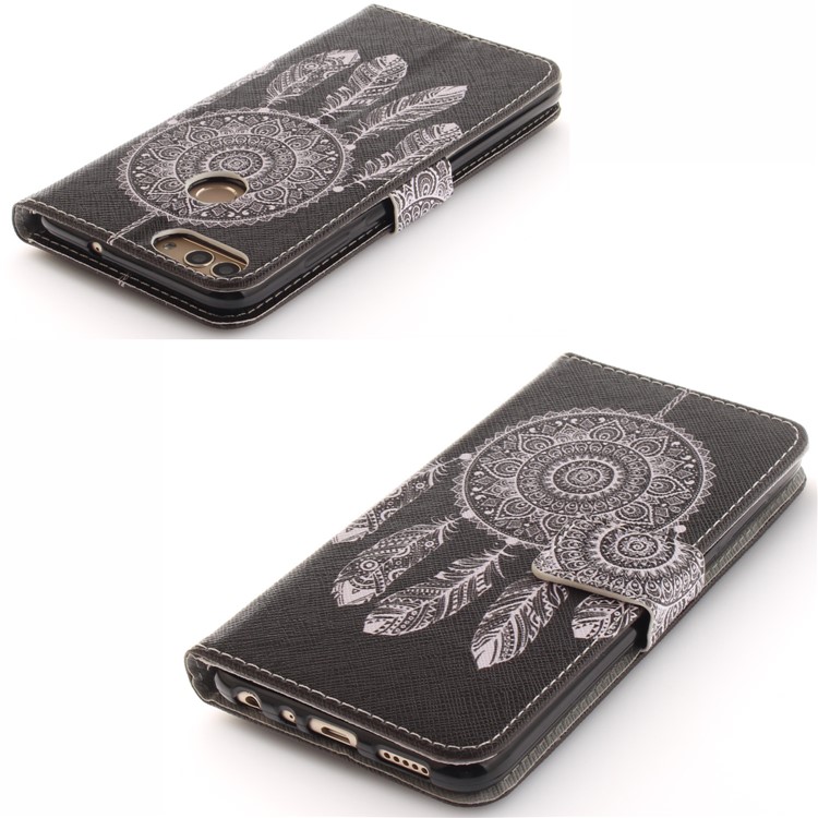 Patterned Wallet Stand PU Leather Flip Cover for Huawei P Smart / Enjoy 7S - Tribal Dream Catcher-4