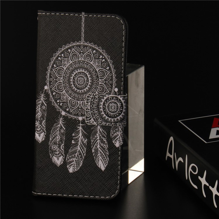 Patterned Wallet Stand PU Leather Flip Cover for Huawei P Smart / Enjoy 7S - Tribal Dream Catcher-9