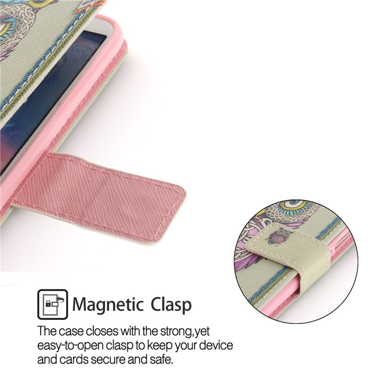 Patterned Wallet Stand PU Leather Phone Casing for Huawei P Smart / Enjoy 7S - Colorful Owl-6