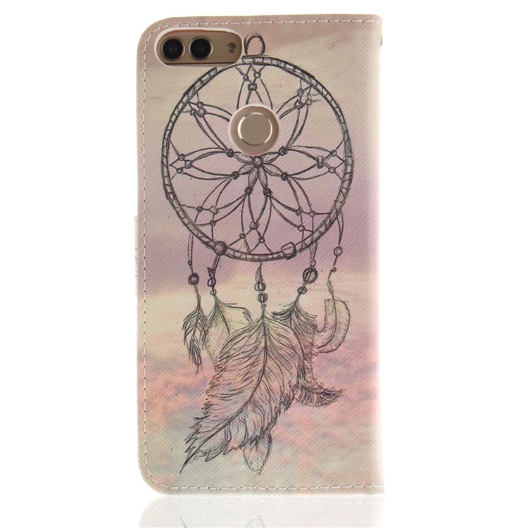 Patterned Wallet Stand PU Leather Phone Cover for Huawei P Smart / Enjoy 7S - Dream Catcher-2