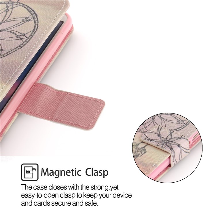Patterned Wallet Stand PU Leather Phone Cover for Huawei P Smart / Enjoy 7S - Dream Catcher-6