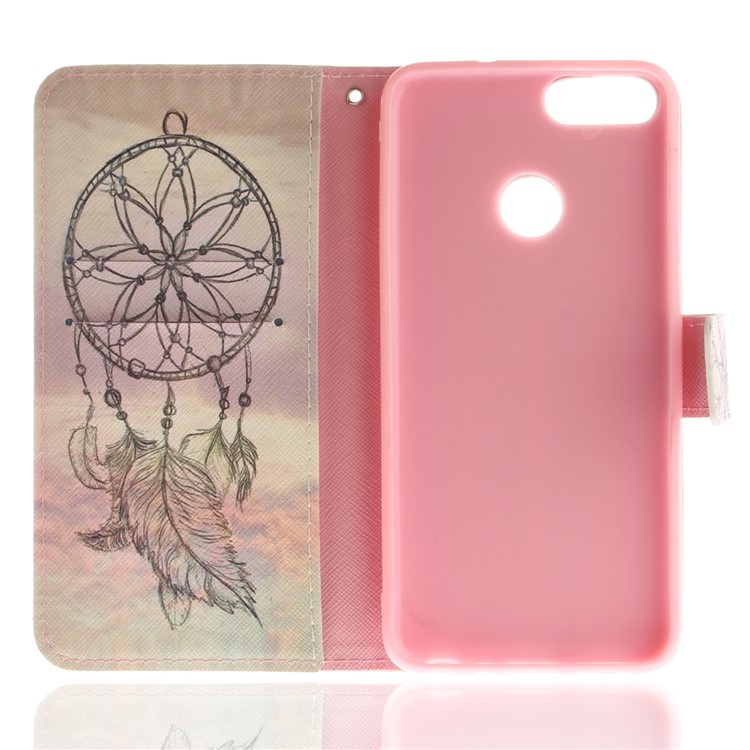 Patterned Wallet Stand PU Leather Phone Cover for Huawei P Smart / Enjoy 7S - Dream Catcher-8