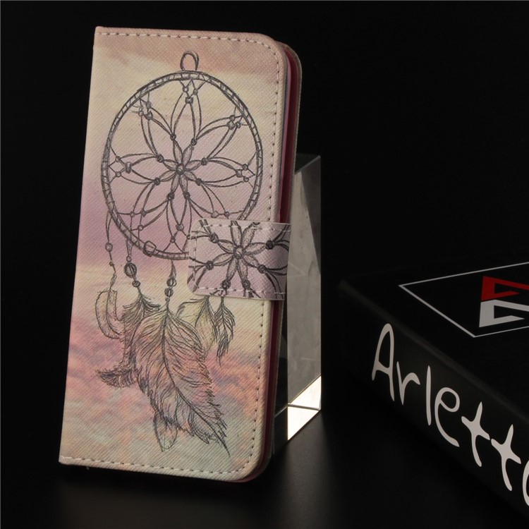 Patterned Wallet Stand PU Leather Phone Cover for Huawei P Smart / Enjoy 7S - Dream Catcher-9
