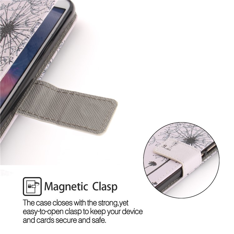 Patterned Wallet Stand PU Leather Mobile Shell for Huawei P Smart / Enjoy 7S - Dandelion and Lovers-6