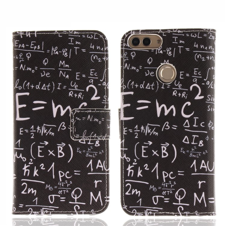 Patterned Wallet Stand PU Leather Mobile Cover for Huawei P Smart / Enjoy 7S - Formula-3