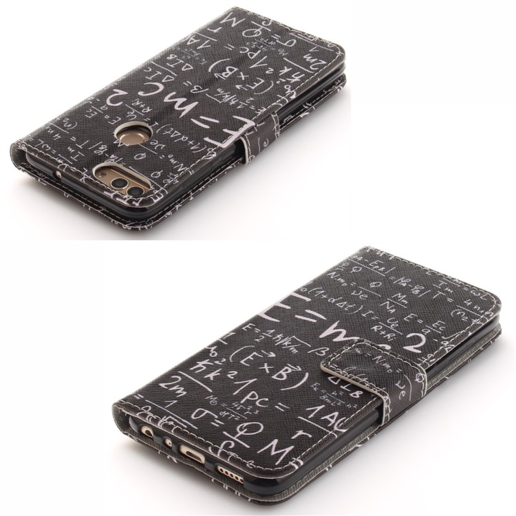 Patterned Wallet Stand PU Leather Mobile Cover for Huawei P Smart / Enjoy 7S - Formula-4