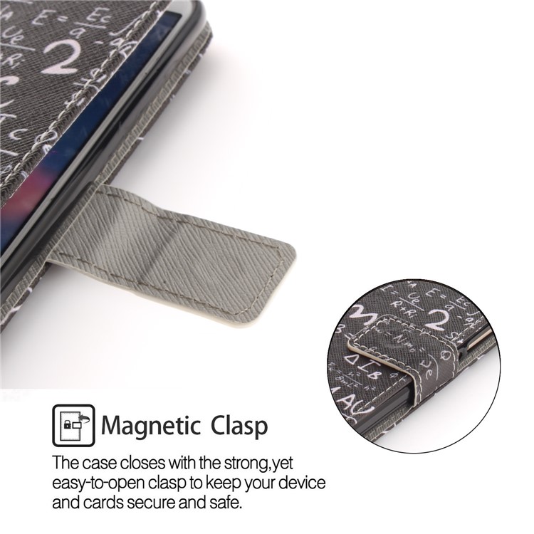 Patterned Wallet Stand PU Leather Mobile Cover for Huawei P Smart / Enjoy 7S - Formula-6