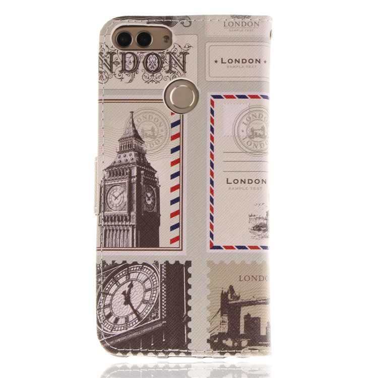 Patterned Wallet Stand PU Leather Protection Casing for Huawei P Smart / Enjoy 7S - London Elements-2