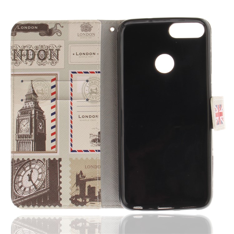 Patterned Wallet Stand PU Leather Protection Casing for Huawei P Smart / Enjoy 7S - London Elements-8