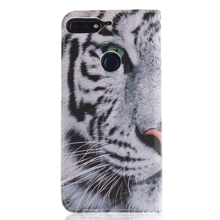 Pattern Printing Wallet Stand Leather Case for Huawei Honor 7C / Enjoy 8 /Y7 Prime (2018) - Tiger with Green Eye-2