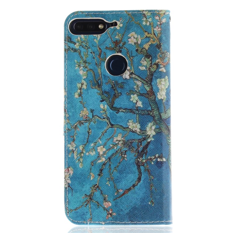 Pattern Printing Wallet Stand Leather Shell for Huawei Honor 7C / Enjoy 8 /Y7 Prime (2018) - Almond Tree in Blossom-2