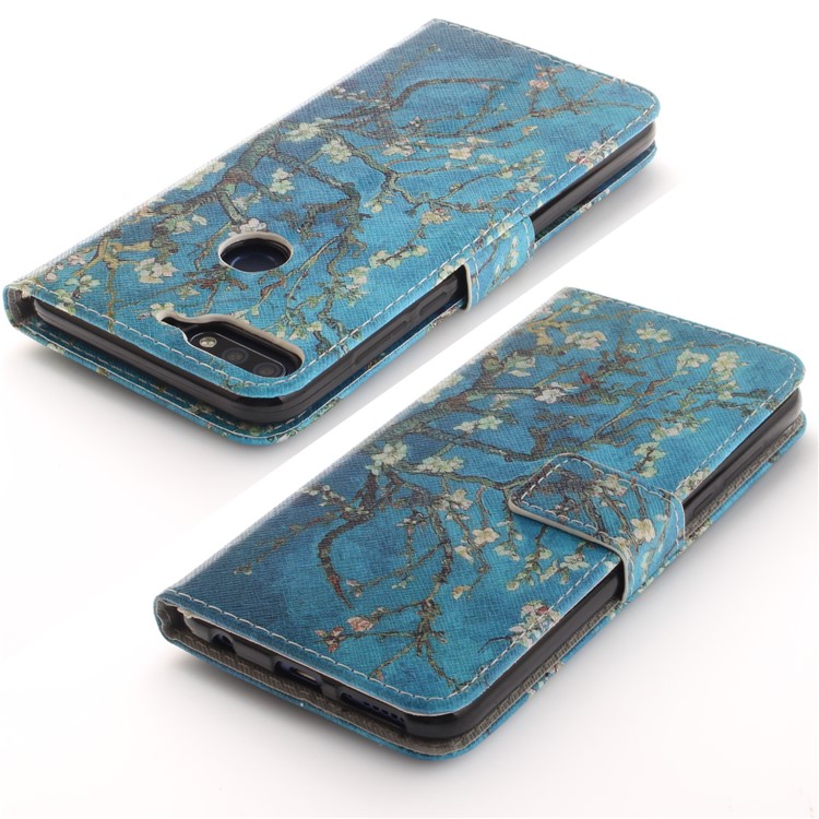 Pattern Printing Wallet Stand Leather Shell for Huawei Honor 7C / Enjoy 8 /Y7 Prime (2018) - Almond Tree in Blossom-4
